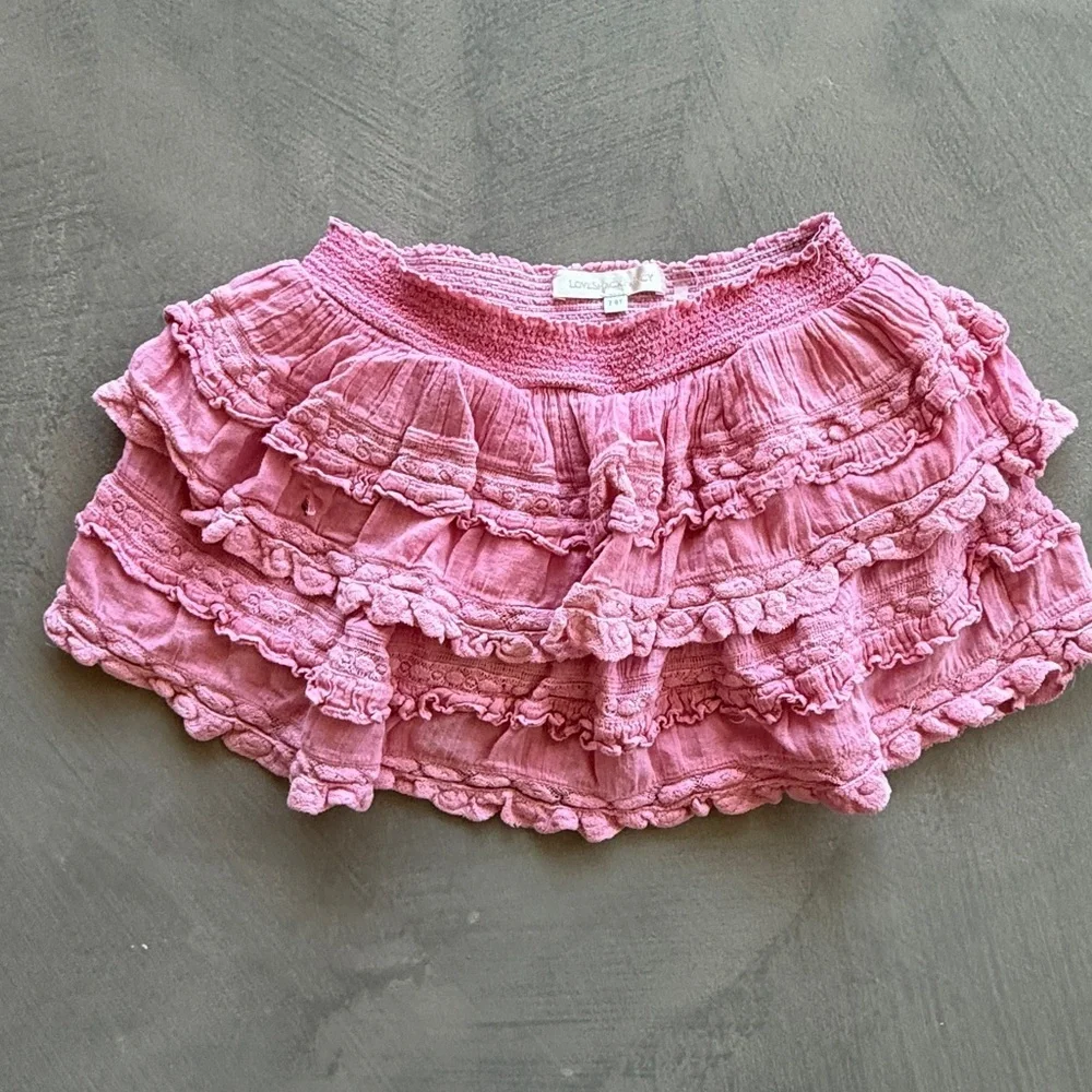 LoveShackFancy Girls Billie Tiered Skirt - Pink  7/8